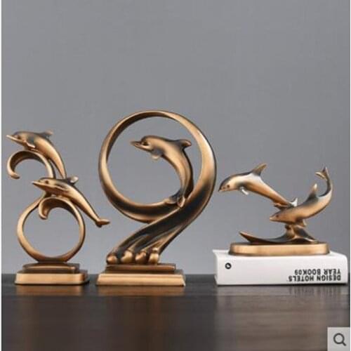 European and American style resin dolphin crafts, creative animal statues, home office restaurant table decorations, business gi