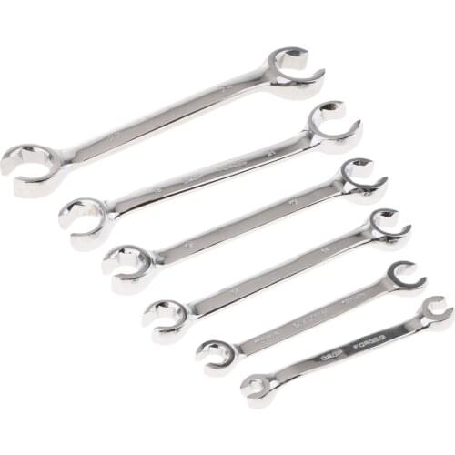6 Pcs/set Metric Drive Double Open End Spanner Wrench Flare Nut Wrench Kits 6x8 10x12 13x14 15x17 19x21 22x24mm Car Hand Tools