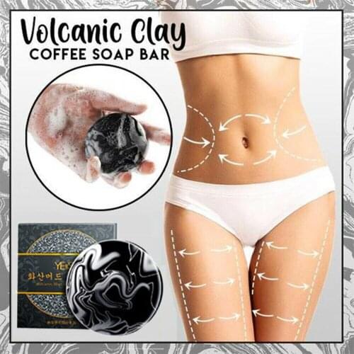 Volcanic Clay Coffee Slimming Soap Bar Skin Whitening Body Clear Anti Bacterial Navel Sticker Skin Care