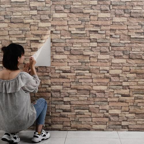 70×77cm Real 3D Brick Wall Stickers Home Decor DIY Self-Adhesive Waterproof Rustic Retro Backdrop Brick Panels Old Wall Covering