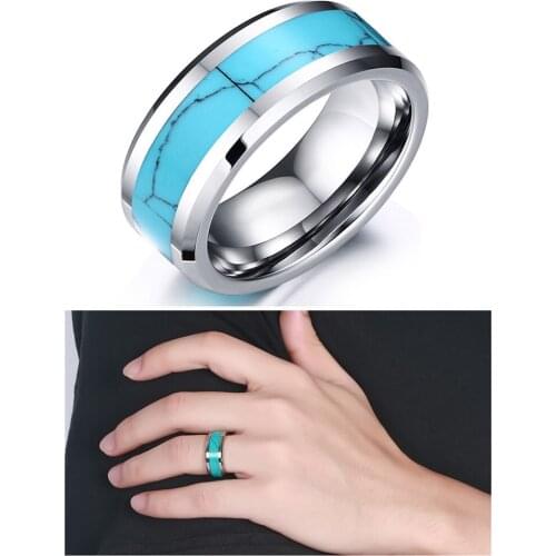 Genuine Tungsten rings for men natural stone jewelry accessory wedding engagement band fashion new cool party gift size 7 to 12