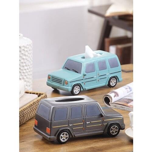 Creativity Car Model Off-Road Vehicle Resin Removable Tissue Box Living Room Offcie Shop Decoration Ornaments