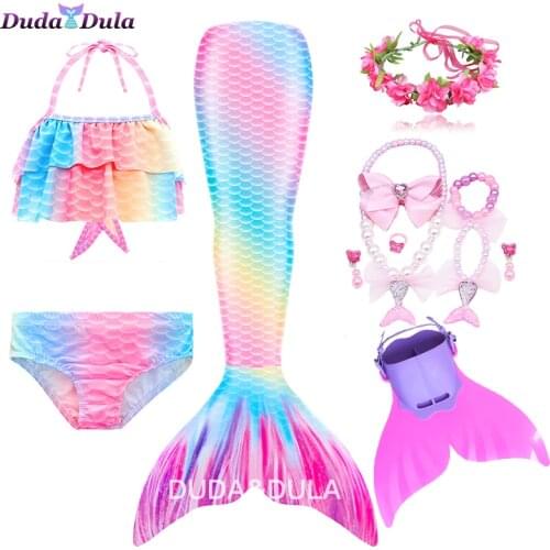 Kids Swimmable Mermaid Tail for Girls Swimming Bating Suit Mermaid Costume Swimsuit Children Swimsuit Fantasy Beach Bikini