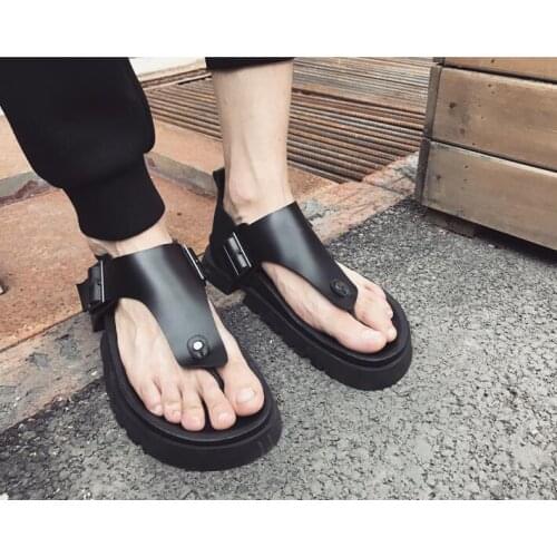Summer male tide slippers south Korean version of thick bottom mesh flip-flops male trend beach shoes clip-on sandals