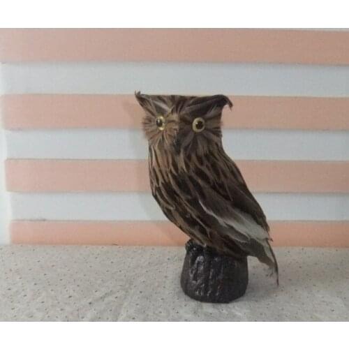 Cute brown simulation owl toy polyethylene&fur owl doll home decoration gift about 19x9x11cm 2122