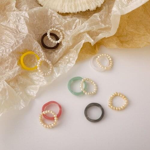 Fashion Trendy Korean Handmade Multi-color Small Crystal Beads Ring Women Girl Jewelry Stretch Weave Style Stacked Party Rings