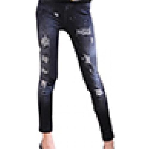 Fashion Women Jeans Elastic Leggings Skinny Ripped Hole Jeans Trousers Pencil Pants Womens Clothing 2021