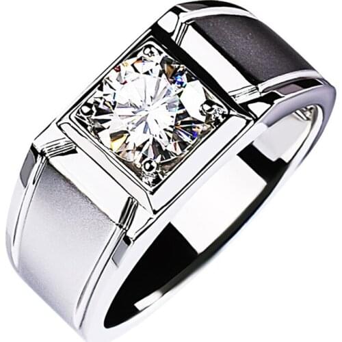 Matte Frosted Big Diamond 925 Sterling Silver Ring Men Luxury Exquisite Engagement Party Eye-catching Vintage Fine Jewelry Charm