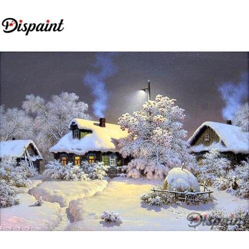 Dispaint Full Square/Round Drill 5D DIY Diamond Painting "House snow" Embroidery Cross Stitch 3D Home Decor Gift A10155