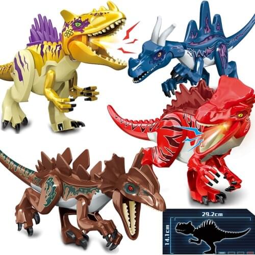 New 2021 Jurassic Dino World Stegosaurus Carnotaurus Building Kits Bolcks Bricks Dinosaurs figures Raptor Toys for kids gifts