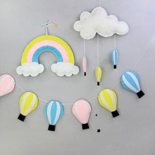 New Kids Room Decoration Cloud Hot Air Balloon Wall Hanging Felt Cloud Garland String Hammock Pendant Baby Room Nursery Decor