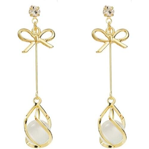 New Jewelry Exquisite Water Drop Long Bow High Sense Earrings Kolczyki Earrings For Women