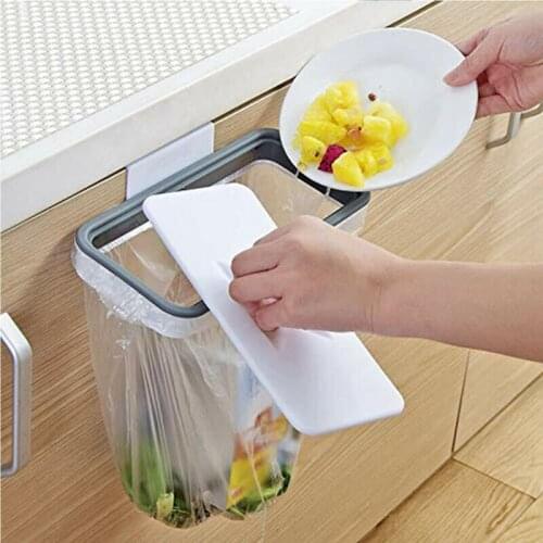 Hanging Garbage Bag Holder Kitchen Cupboard Stand Trash Storage Rack Plastic Kitchen hanging trash rack for garbage bags
