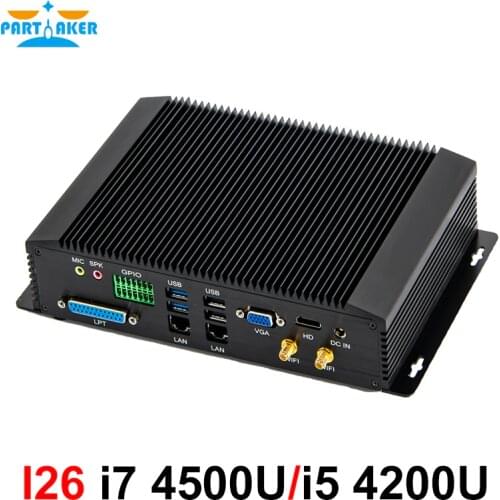 Industrial mini pc intel core i5 4200U i7 4500U 4650U with 6COM RS232 RS422 RS485 HDMI VGA GPIO LPT ports for medical industry