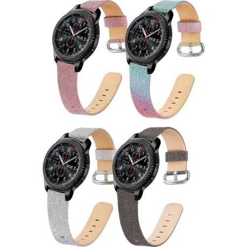 Shiny Bling Glitter Leather Band Watch Strap for Samsung Gear S3 Frontier S3 Classic for Watch3 45mm Replacement strap 22mm