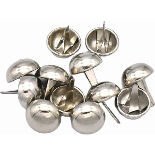 15mm Silver Purse Feet Round Dome Handbag Nailhead Brads Spike Prong Studs for Bag Belt Leather Craft Hardware Accessories 50pcs