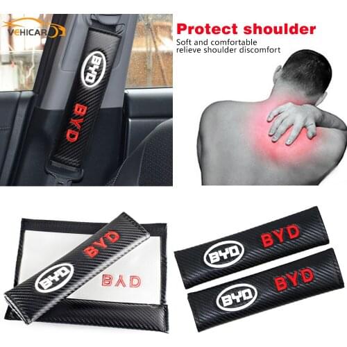 VEHICAR 2PCS Seat Belt Covers for BYD CarbonFiber Car Seat Belt Cover Shoulder Pad Safety Belt Pads for Driver