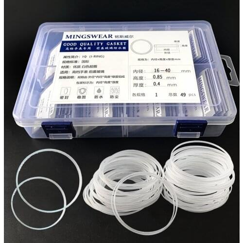 [total 49pcs] White gasket 16-40mm dia high 0.85 thick 0.4mm watch Gasket parts for front glass free shipping