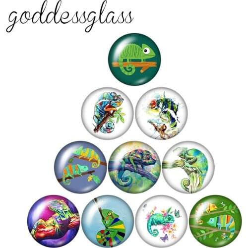 Cute Animals Green lizard drawings 10pcs 12mm/18mm/20mm/25mm Round photo glass cabochon demo flat back Making findings ZB0948