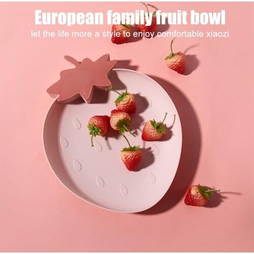 Cute Strawberry Shape Fruit Food Tray Candy Plate Snack Dish Fruit Dry Food Plate Container Plastic Serving Plate Table Decor