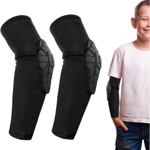QUESHARK Children Honeycomb Anti-Collision Elbow Pads Soccer Basketball Kids Teenagers Sleeves Sports Safety Arm Sleeves