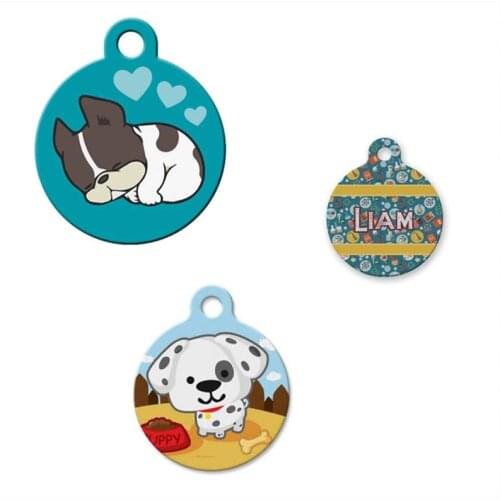 100pcs-New Design metal Sublimation Printing White Blank Supplies -25*30mm Round Pet ID Tag-Heat Transfer DIY Printing