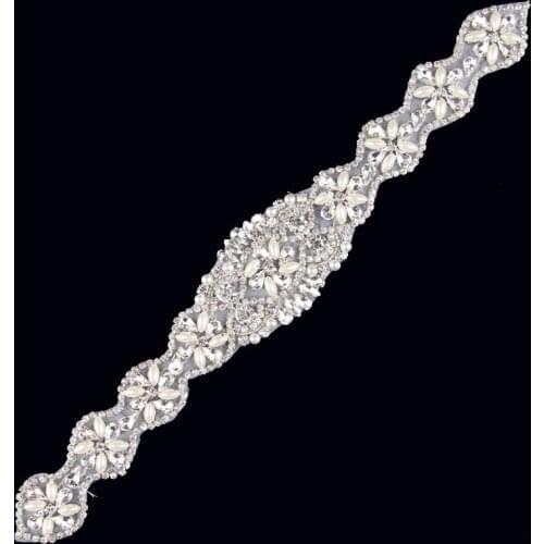 30pcs/lot) Handmade Crystal Pearl Rhinestone Applique Patch Sew-on Hot-Fix Appliques Tirm DIY Girl Wedding Dress Garment