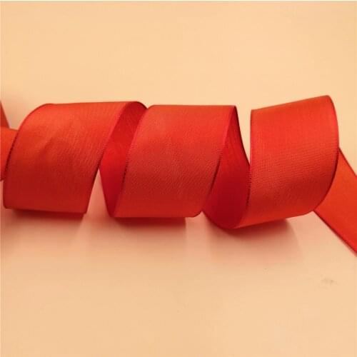 N2023 38mm X 25yards Wired Edges Solid Satin Taffeta Ribbon Gift Bow,wedding,cake Wrap,tree Decoration,wreath