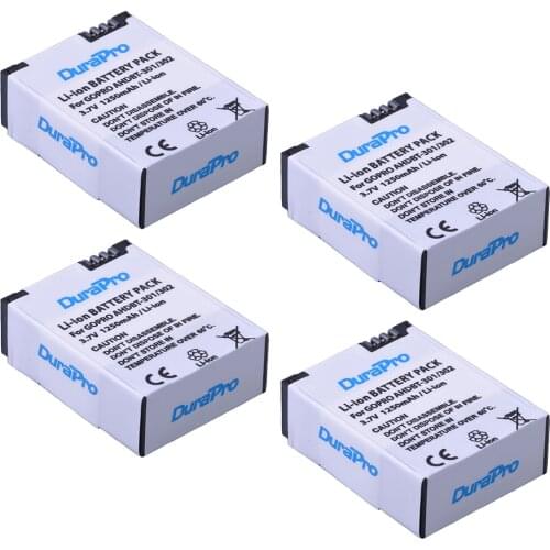 4pc 1250mAh AHDBT-301 AHDBT-302 Rechargeable Li-ion Battery for AHDBT 301 302 AHDBT-301 Gopro Hero 3 3+ Go Pro Hero 3 Camera