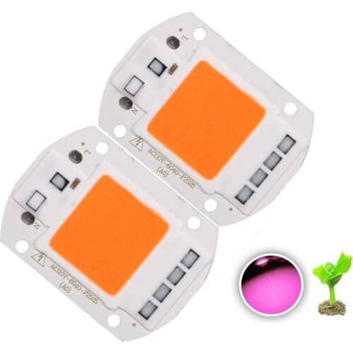 50W Led Chip Full Spectrum Plant Grow Light SMD COB Emitter Diode Components for DIY Hydroponic Flowers Growing Lamp (2pcs)