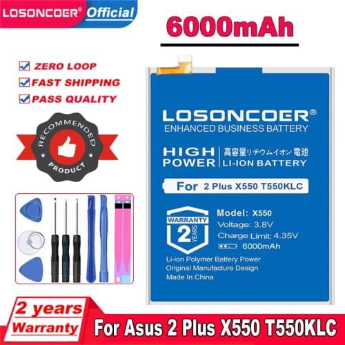 LOSONCOER 6000mAh X550 Battery For Asus Pegasus 2 Plus X550 T550KLC mobile phone Battery in stock