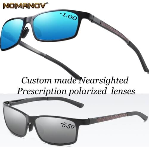 AL-MG Alloy Shield Men Women Sun Glasses Polarized Mirror Sunglasses Custom Made Myopia Minus Prescription Lens -1 to -6