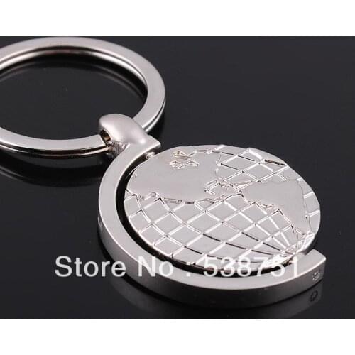 FREE SHIPPING by FEDEX 100pcs/lot 2016 metal zinc alloy globe keychain round keyring