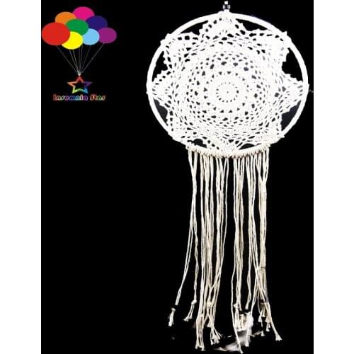 Boho style Dream Catcher Circular white Chicken Feather Hanging Dreamcatcher