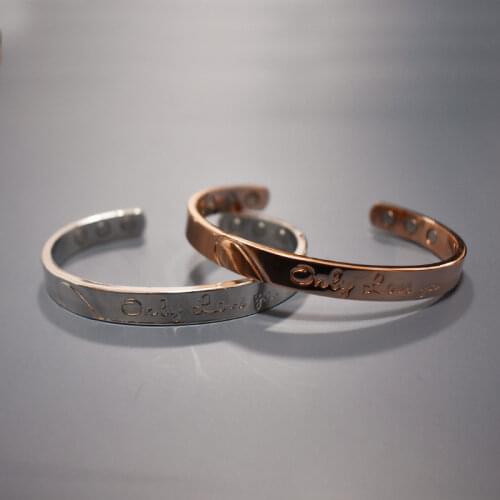 Health Care Bracelets For Women Copper Magnetic Bangle Magnet Bracelet Charm Jewelry "Only Love You" Letters Cuff Open New