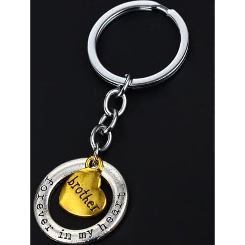 Forever In My Heart Love Family Member Brother Fashion Keyring Party Gifts Key Ring Chain Keychain Gold Accessories