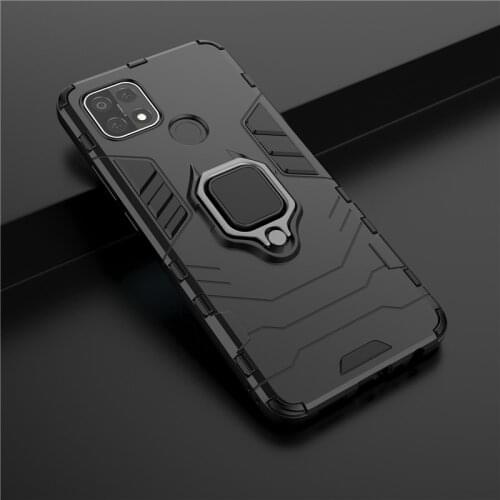 Armor Shockproof Ring Holder Case for OPPO A15 A53 A32 A52 A72 A93 Reno 4 SE F17 Pro Hard PC Soft TPU Hybrid Rugged Back Cover