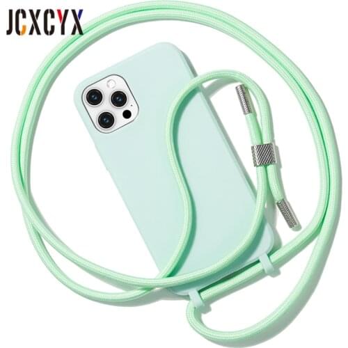 Crossbody Necklace Lanyard Strap Liquid silicone Phone Case For iPhone 12 11 Pro Max X XR XS 7 8 Plus SE 20 Cover for iphone 11