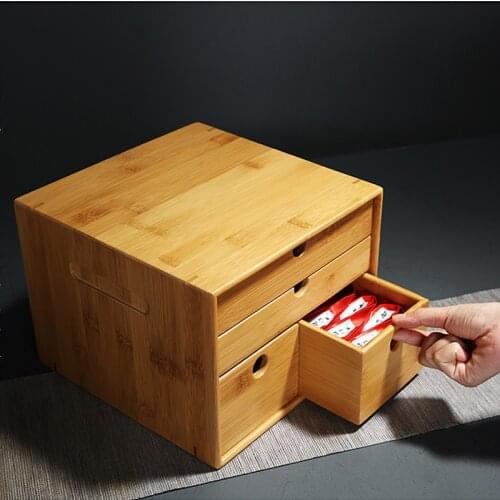 Customized bamboo wooden box multifunctional tea and tea accessories storage box,cabinet tea cake box safe and practical ZSN-C4