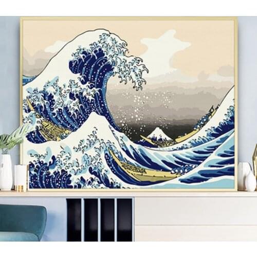 DIY Painting By Numbers Kanagawa surfing 50x40cm Wall Art Picture By Number Acrylic Canvas By Numbers For Home Decors