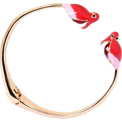 Enamel Glaze European and American Style Fashion Personality Trend Simple Pink Firebird Open Elastic Womens Bracelet Bangle