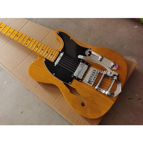 Customized yellow guitar, single f-hole, maple fingerboard, can be customized according to requirements, high quality