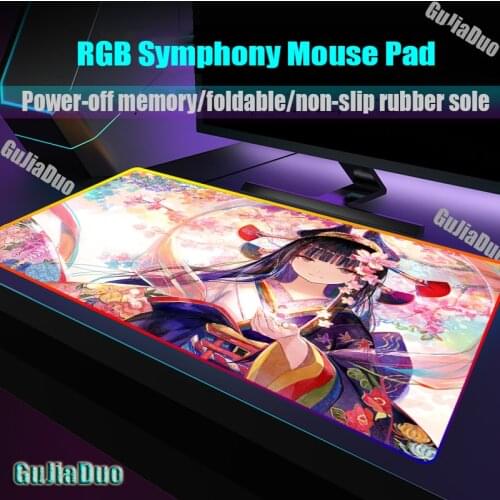 GuJiaDuo Anime RGB Mouse Pad Large Cute Girl Mousepad Gaming Room Accessories Kawaii Cartoon Desk Mat Pc Laptop Keyboard Carpet