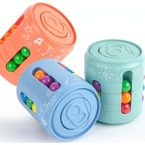 Fidget Toys Can Puzzle Cube Magic Colorful Pop Beans Finger Spinning Relieves Stress Decompression Tool For Children Adults