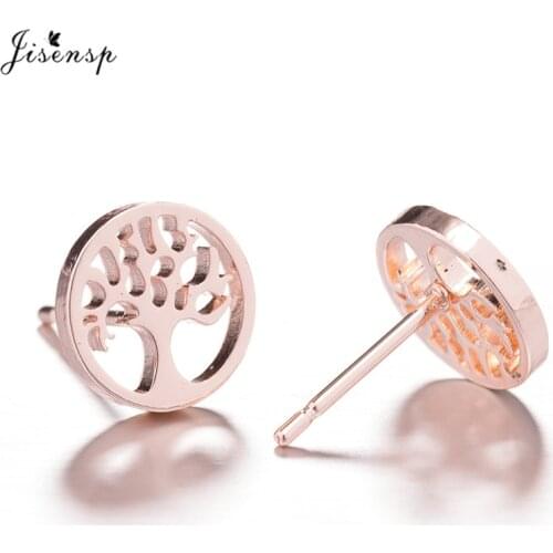 Jisensp 2019 Personality Retro Hollow Life Tree Ear Drop Jewelry Creative Stainless Stain Earrings Womens Fashion Jewelry Gift
