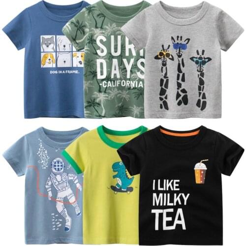 2021 Summer Clothes Kids Boy T-shirt Animal Pattern Girl Cartoon Tops Letter Print Baby Cotton Tees Toddler Dinosaur T Shirts
