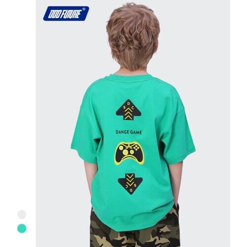 Korean Style Kids Short Sleeve T Shirts Summer New Big Boys Casual Loose Tops Fashion Print Oversize Tee Shirts for Teen Boys