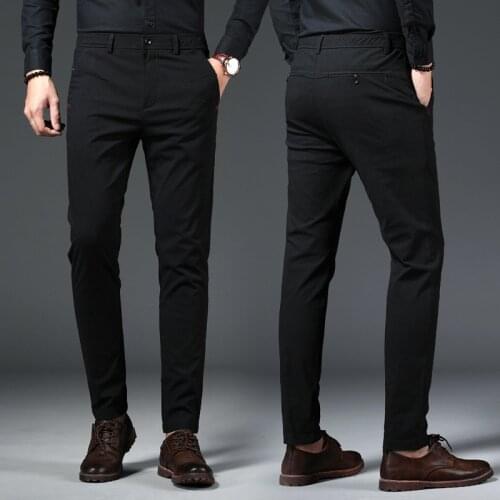 High Quality Mens Bamboo Fiber Regular Casual Pants Spring New Business Straight Stretch Trousers Male Japanese Fashion
