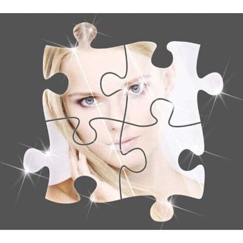 Acrylic Mirror Wall Stickers Bedroom TV Background Posters 4Pcs/ Set Building Blocks Puzzle Mirror Wall sticker Removable