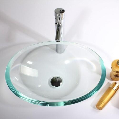 Bathroom EN SUITE Wall mounted CLEAR oval glass basin sink wash bowl + STAND
